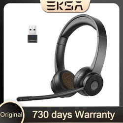 EKSA H6/H16 Bluetooth 5.2 Headset For Call Center Office Upgraded Wireless Headphones 55H Long Life Noise Cancelling Mic