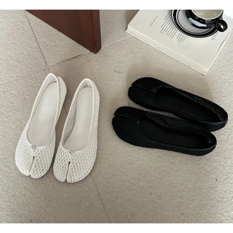 تابي نينجا أحذية امرأة ستوكات جلدية مريح الشقق سبليت تو النعال لينة أسفل المتسكعون موجز السيدات Trotter الأخفاف #3