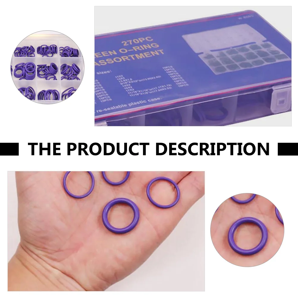 

270pcs 18 Types Car Repair Rubber Seal Rings Compressors Air Conditioners Antistatic Heat Resistant Oil Resistant Durable