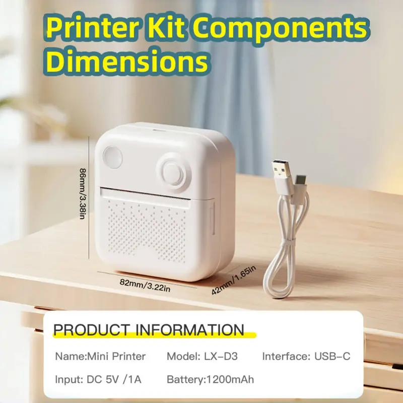 Dolewa D3 Portable Printer Thermal Paper Stickers Paper Mini Printers Labels Maker Printer for Error Printing Photo Printing - Image 2