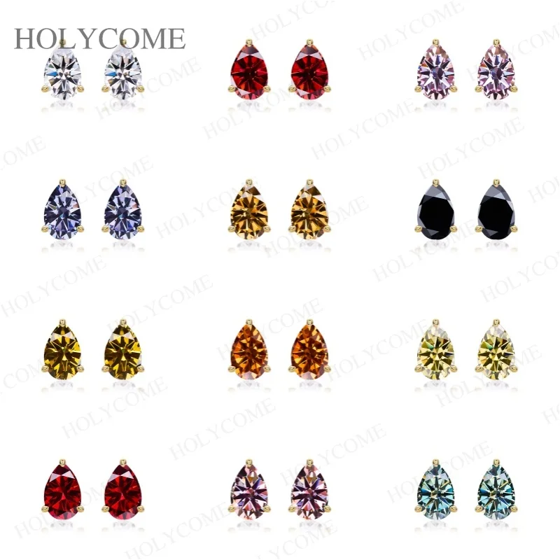 

D VVS1 Серьги-гвоздики с муассанитом грушевидной огранки и бриллиантами GRA Lab, серьги-гвоздики из 18-каратного золота для женщин, модные ювелирные изделия, подвески