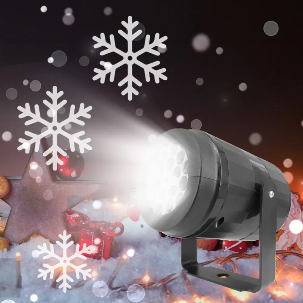 E5 New Year LED Christmas Dynamic White Snowflake Projector Outdoor Rotating Stage Projection Lights Bedroom Ceiling Decoration