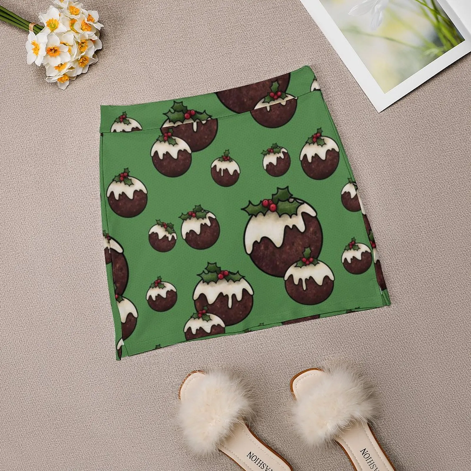 Kerstpudding Met Hulst, Groene Damesrok Sport Skort Rok Met Zak Mode Koreaanse Stijl Rok 4Xl Rokken