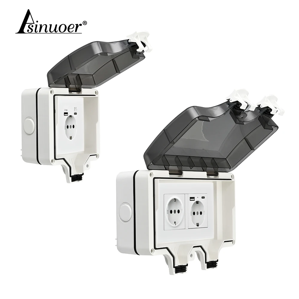 Outdoor Waterproof Wall Plugs 16A Electric Power Plug EU KR Korean Compatible 110-250V IP66 Dustproof for Safety And Durability