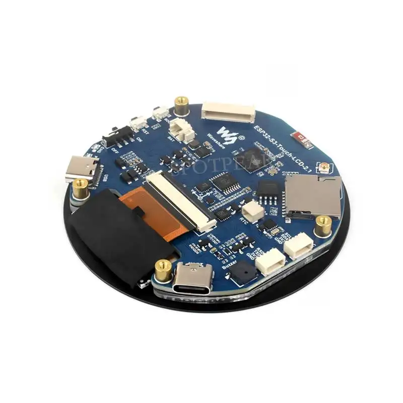 Esp32 s3 2.1 polegadas lcd 480*480 pixels tela sensível ao toque captiva rtc porta de bateria wifi ble5 lvgl hmi com sensor qmi8658c de 6 eixos