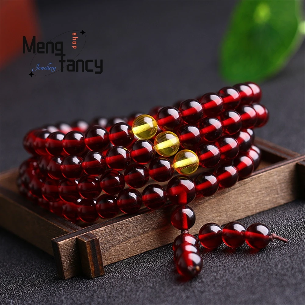 

Amber Raw Stone Blood Amber Bracelet, 108 Pieces Of Beeswax Blood Pearl Bracelet For Men And Women Fashion Jewelry Exquisite