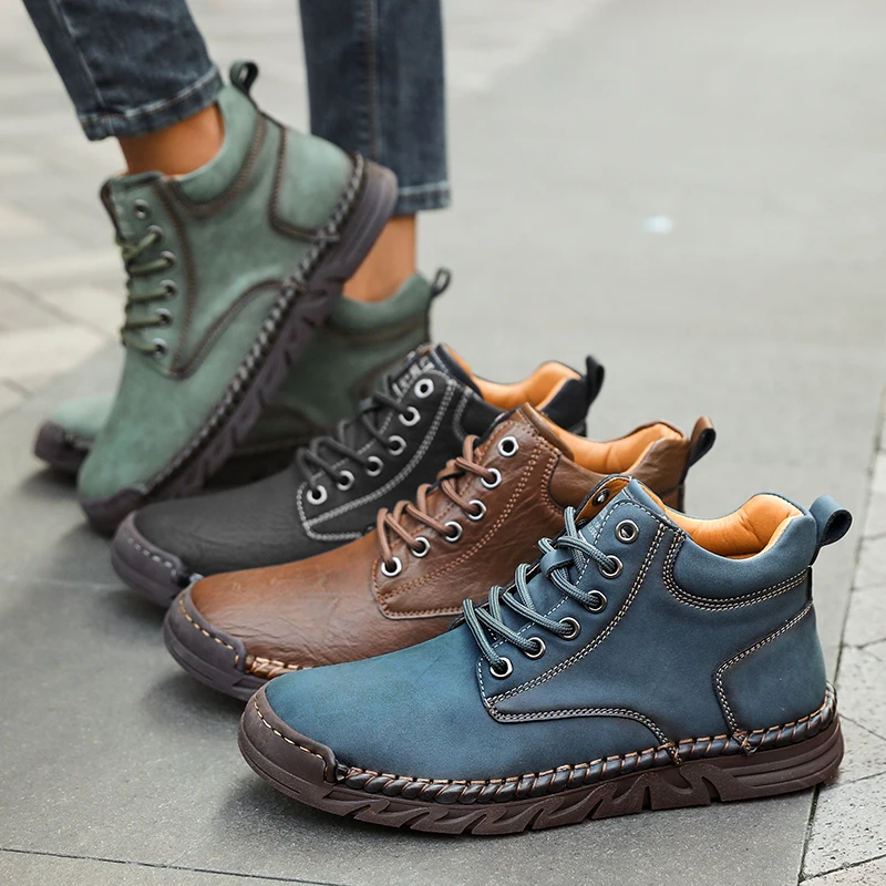 Women's Barefoot Sports Shoes Handmade Men's Boots Ankle Winter Happy Shoes Autumn Outdoor Hiking Boots High Top Shoes Anti Slip