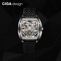 CIGA Design Automatic Mechanical Men's Watches Z Series Skeleton Watch Stainless Steel Case Silicone Straps Male Timepiece