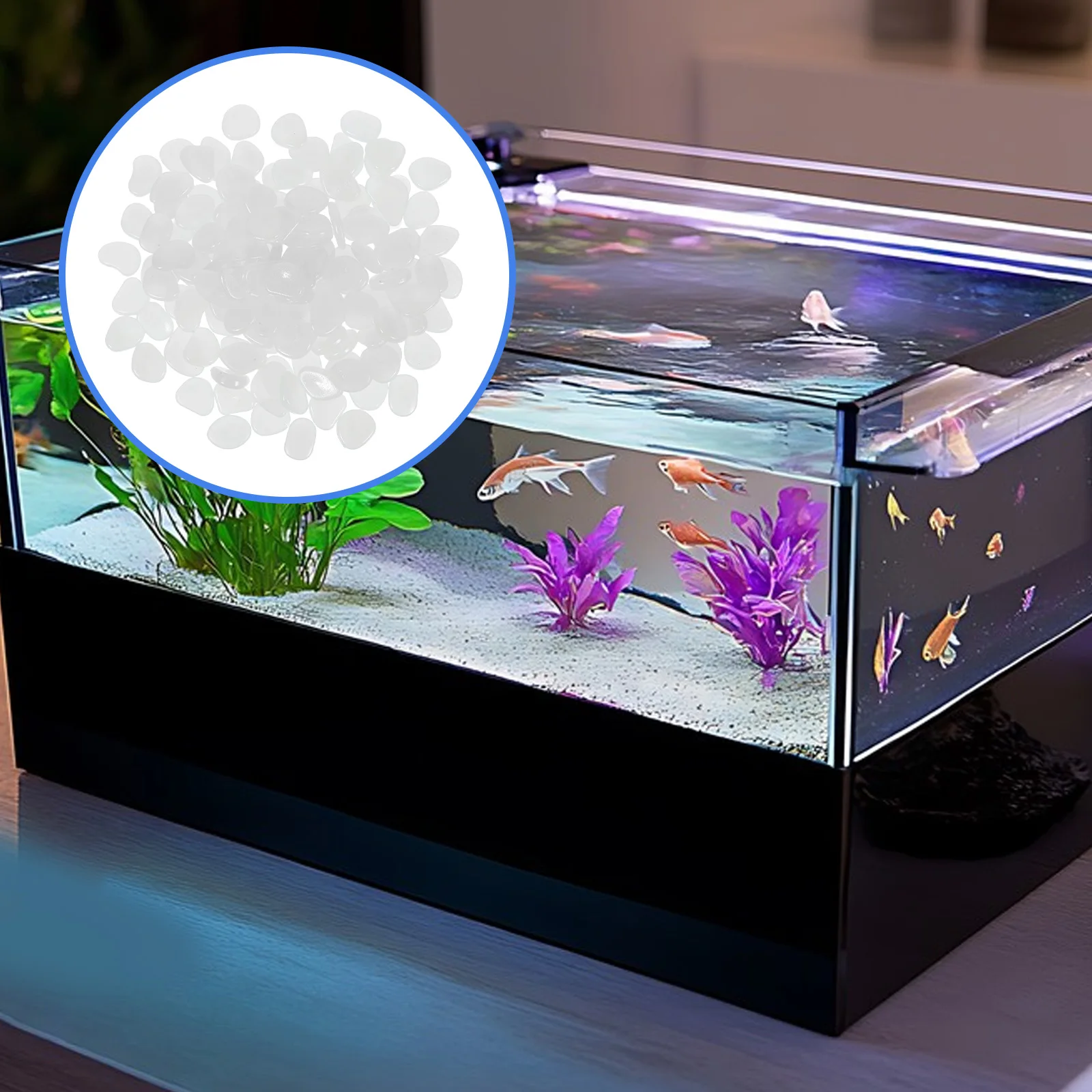 

200 Pcs Light-emitting Stones Fish Tank Landscaping Gravel Decoration Pebbles Aquarium