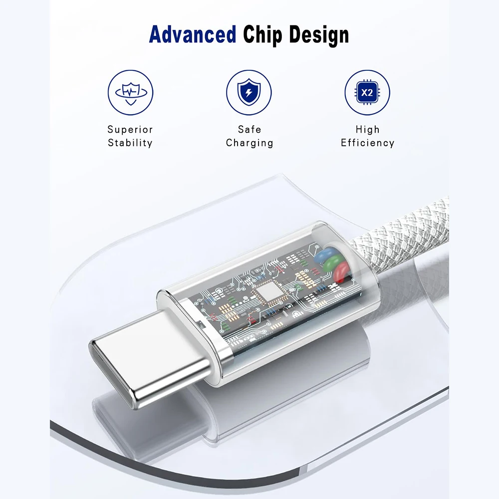 الأصلي USB C كابل 60 واط لابل آيفون 17 16 15 برو ماكس نوع C كابل لسامسونج S24 23 22 Xiaomi نوع C النسيج كابل