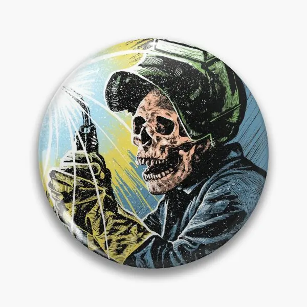 Welder Skull  Soft Button Pin Funny Cartoon Brooch Decor Jewelry Collar Metal Gift Creative Clothes Women Cute Lapel Pin Fashion