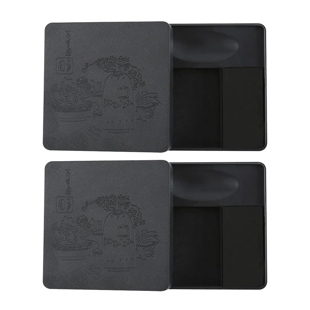 2Pcs Calligraphy Ink Container Ink Box Lid Durable PP Material for Oriental Writing Sumi Painting Calligraphy Practice