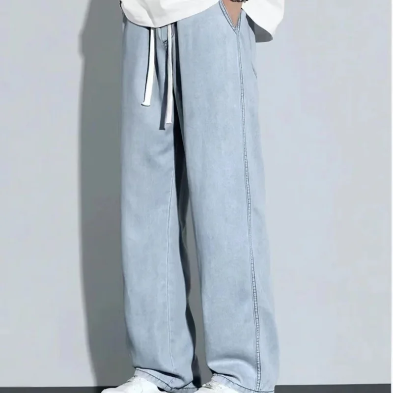 Jean ample pour hommes, Streetwear, Style coréen, mode, ample, droit, jambes larges, vêtements de marque, noir, bleu clair, nouvelle collection 2023