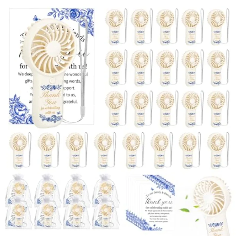 

24Pcs Wedding Favors Bulk Battery Fans for Guests, Mini Personal Handheld Fans for Wedding Baby Shower to Cool Guests Indoor Ou