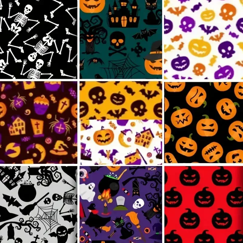 10pcs Sunflower Halloween Independence Day printed cloth decorative cloth creative diy patchwork cloth head cloth group