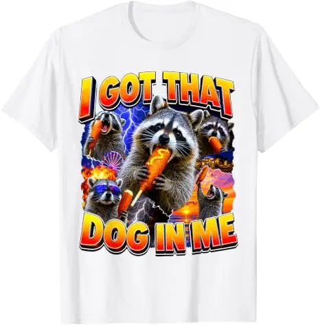 Ich habe diesen Hund in mir, ein Waschbär frisst einen Corn Dog, Bootleg, Vaterwitz, T-Shirt, Y2k, Food Art, Hotdog-Liebhaber, Grafikbekleidung, Damen, Herren, Neuheit – Detail 18