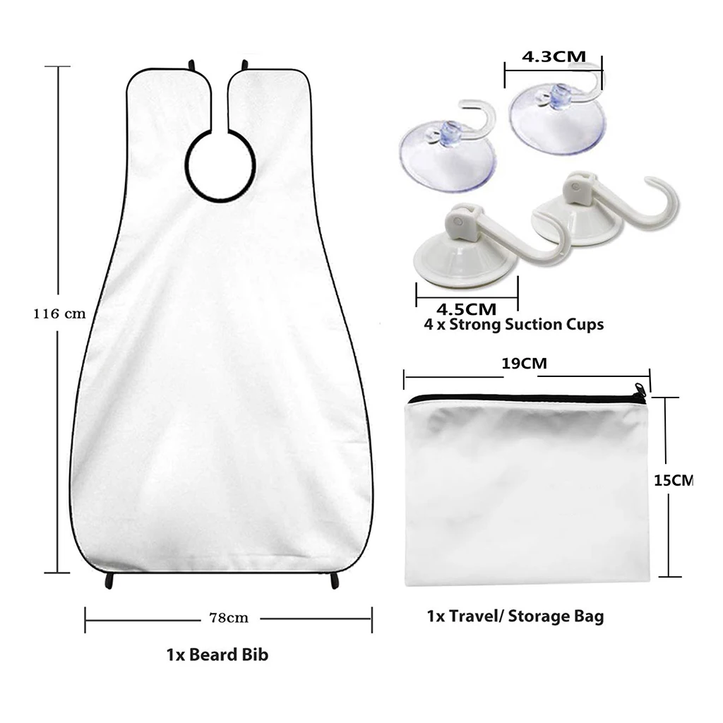 No static Anti-scratch Waterproof Non-Stick Hair Cutting Beard Shaving Apron Cape Hair Catcher w/ 4pcs Suction Cups for Men