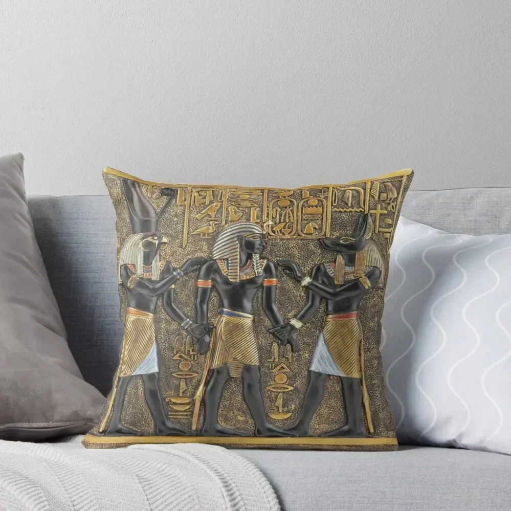 

Rameses I between God Horus and God Anubis Throw Pillow Cushion Cover For Sofa Elastic Cover For Sofa pillow