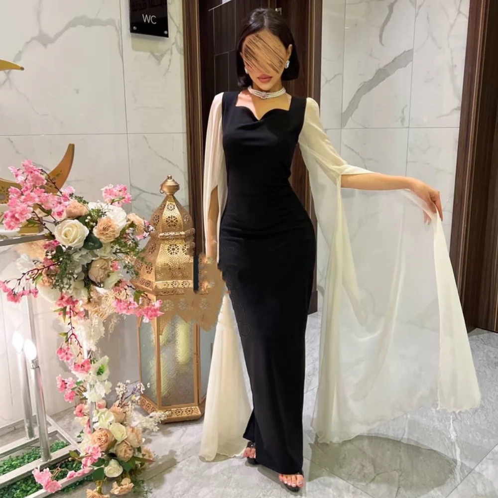 Customized  Satin Ruffle Birthday A-line Square Neck Bespoke Occasion Gown Long Dresses Saudi Arabia