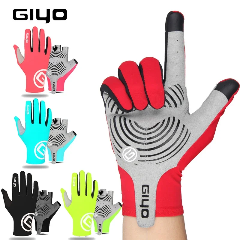 GIYO-guantes de dedo completo para ciclismo, manoplas antideslizantes para pantalla táctil, medio guante para bicicleta de montaña y carretera