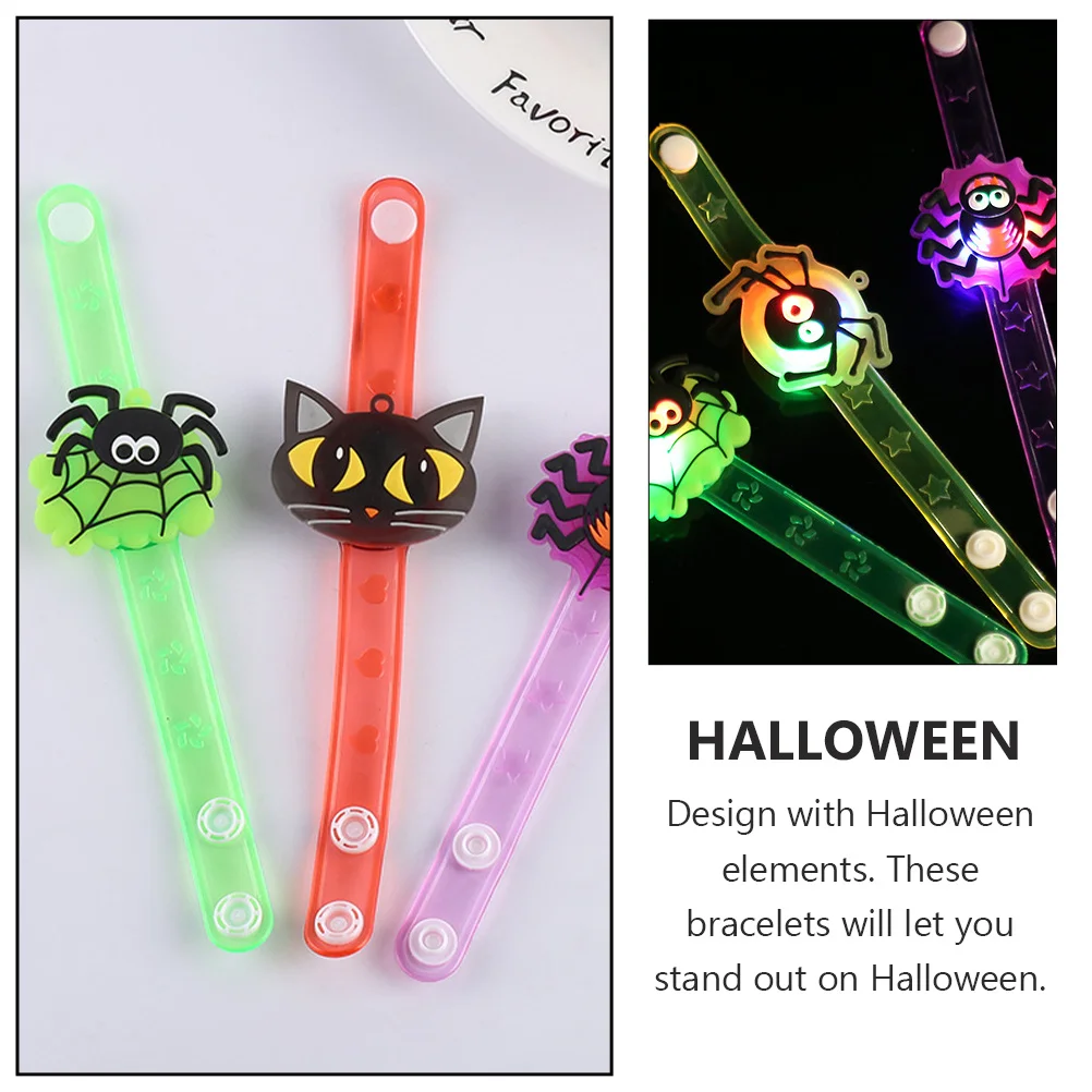 

6Pcs Halloween Luminous Wristbands Cartoon Design Festival Party Decorative Wrist Chains Funny Bracelet