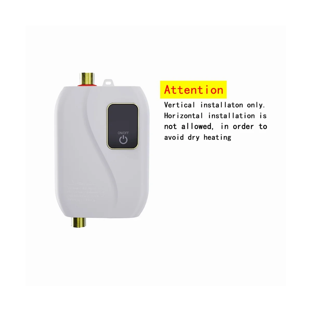 EU Plug,3000W 220V Mini Instant Hot Water Heater Electric Instant Hot Water Heater Tankless Water Heater -Black