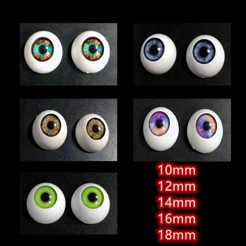 1 paio 10mm/12mm/14mm/16mm/18mm bulbo oculare della bambola per BJD occhi della bambola fai da te accessori occhi animali occhi acrilici bulbi oculari della bambola