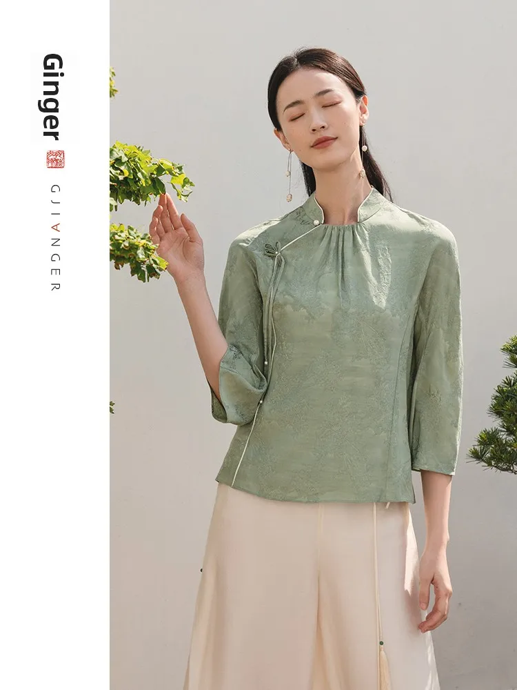 

Элегантный укороченный топ с качественной вышивкой в стиле индиго, универсальный дизайн с пуговицами, идеально подходит для весенне-летнего сезона, женская мода