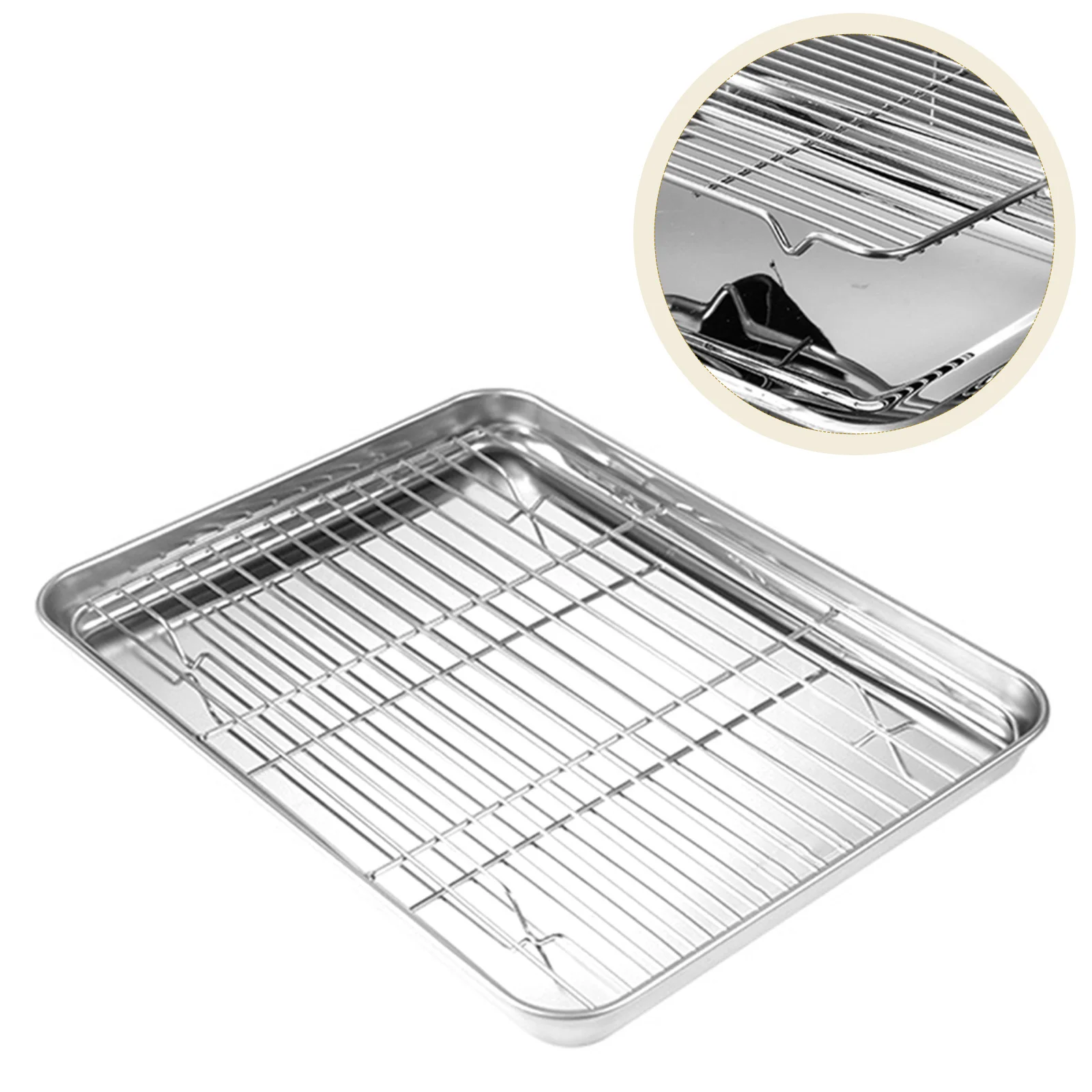 

1 Set Stainless Steel Bakeware Plate Cooling Rack Multi Function Non Stick Oven Tray Meat Toast Baking Accessories