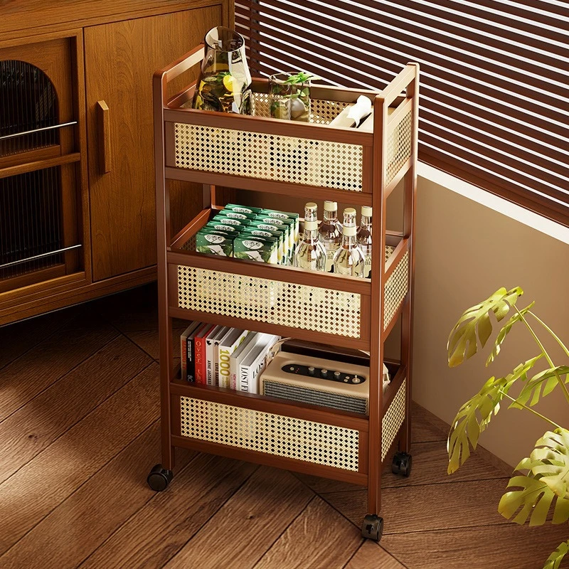 Floor-to-ceiling multi-layer storage, snack storage, mobile trolley, home kitchen rack, sofa edge