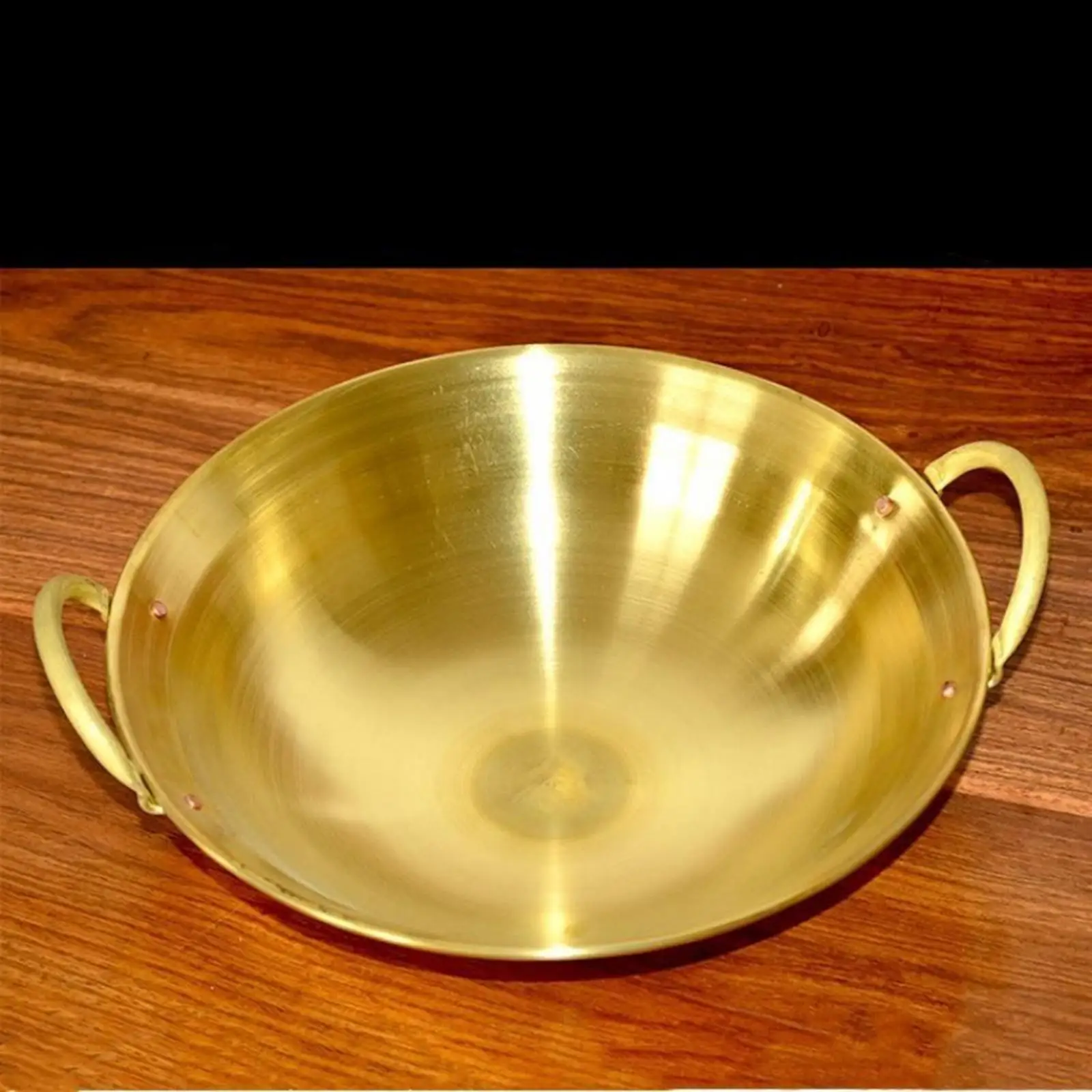 

Chinese Style Brass Hot Pot Soup Pan with Easy Clean Handles Versatile Cooking Pot for Home Party Camping