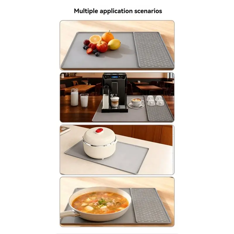 INLIG-Non-Slip Silicone Coffee Mat 40X60cm Bar Mat With Removable Dish Drying Mat For Coffee Maker Espresso Machine B