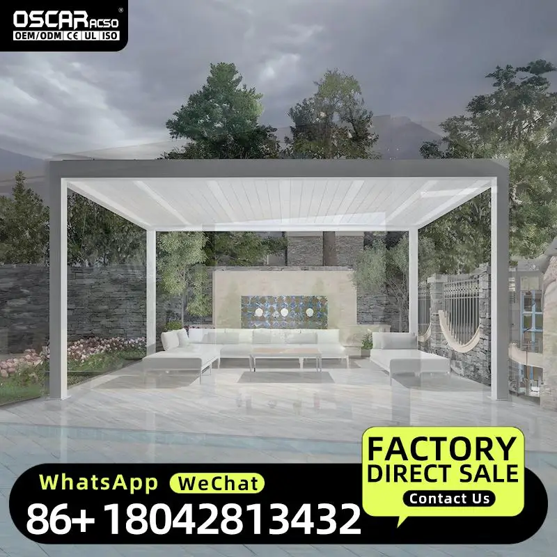 2025 Modern Outdoor Aluminium Motorized Louvre Roof Kits for Garden Patio Bioclimatic   Pergola