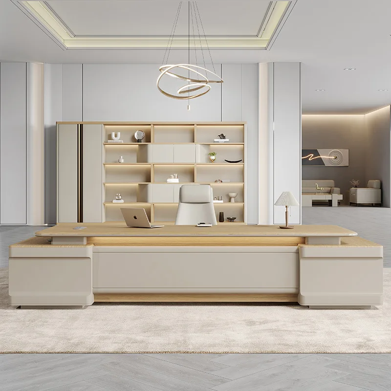 ❀zz Luxury Modern Simplicity Desk Executive Wooden Office Design With Leather Surface^