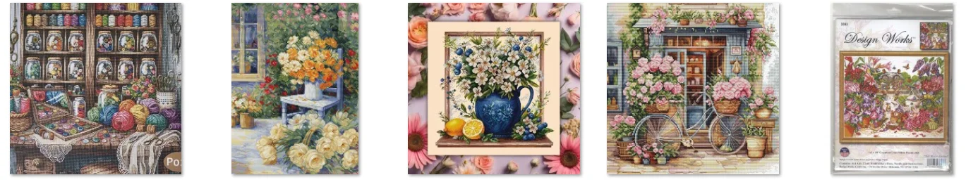 

Handmade Home Decor Embroidery Cross Stitch Set Needlework Cross Stitch Kits Cotton Metallic Canvas Jasmine in a bottle 46-46