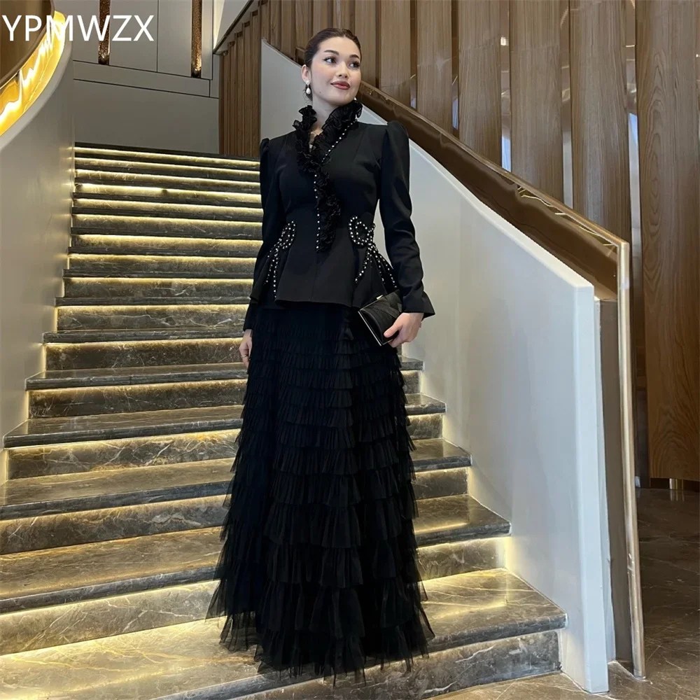 

Customized Evening Dress Formal Party Occasion YPMWZX High Collar A-line Floor Length Skirts Draped Bead Bespoke Occasion Dresse