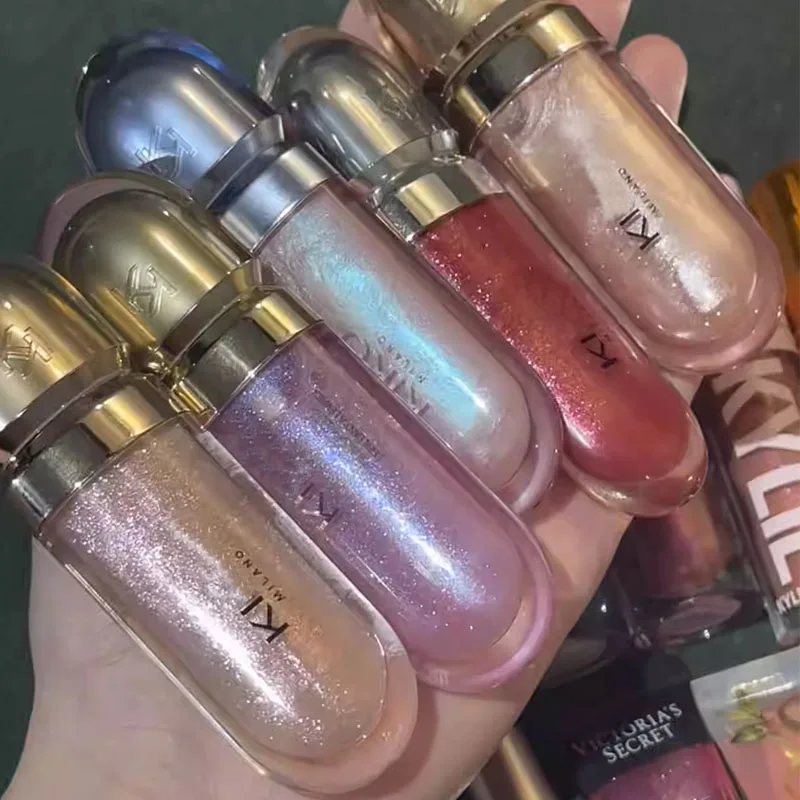 2025 3D 미러 워터 이펙트 밀크티 빈 페이스트 컬러 투명 립글로스 롱래스팅 영양 공급 색상 지속 미러 립스틱