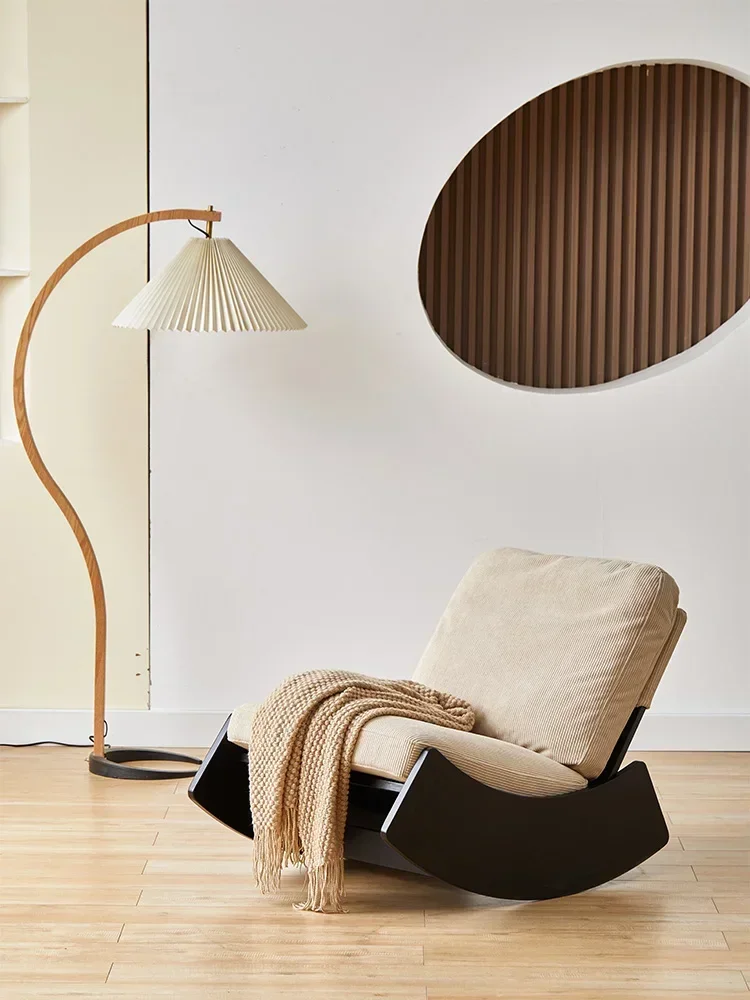 S Nordic Single-Seat Sofa Chair Living Room Simple Retro Casual Rocking Chair Mid-Ancient Silent Wind Balcony Chair
