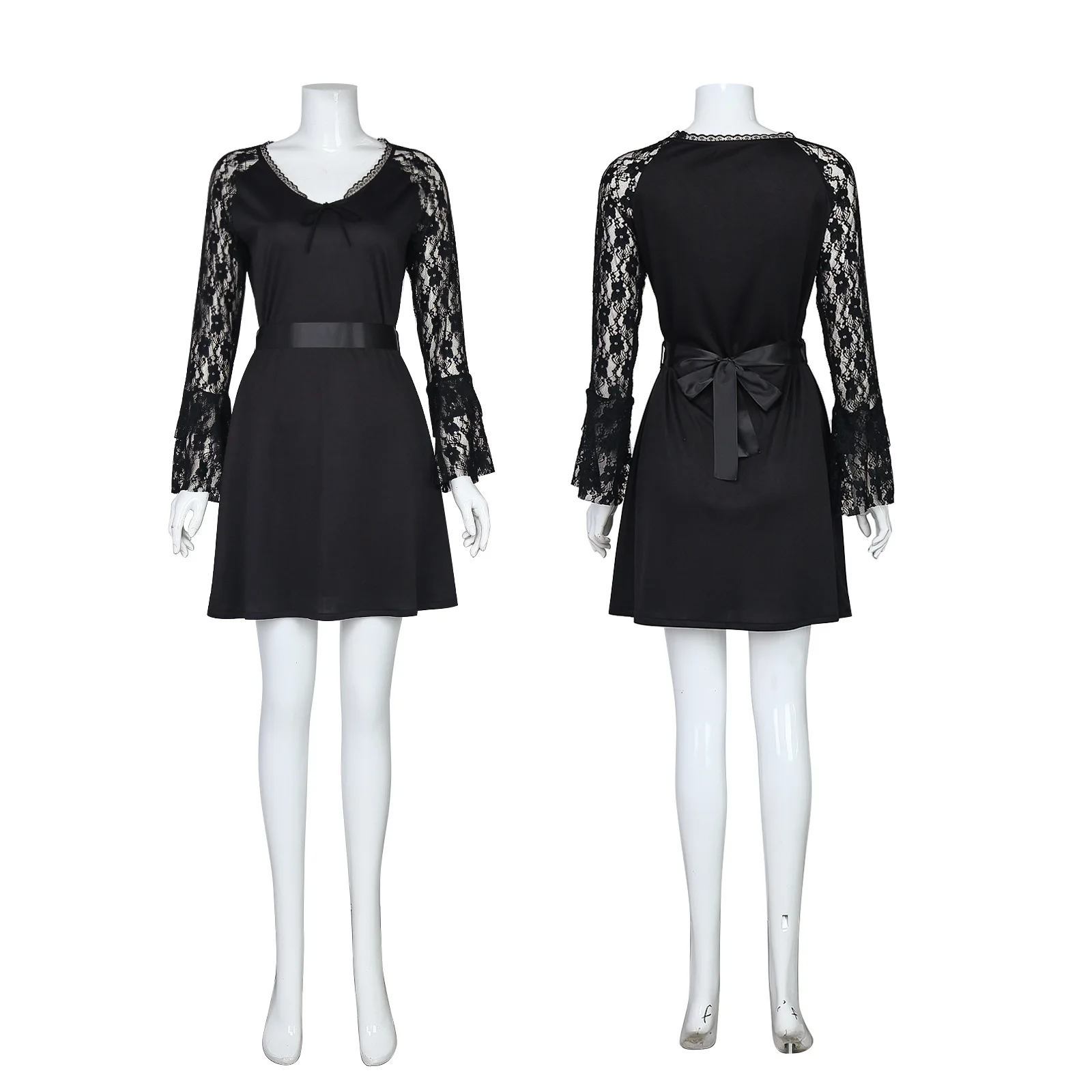

European And American Foggy Style Lady Lisa Frankenstein Black Lace