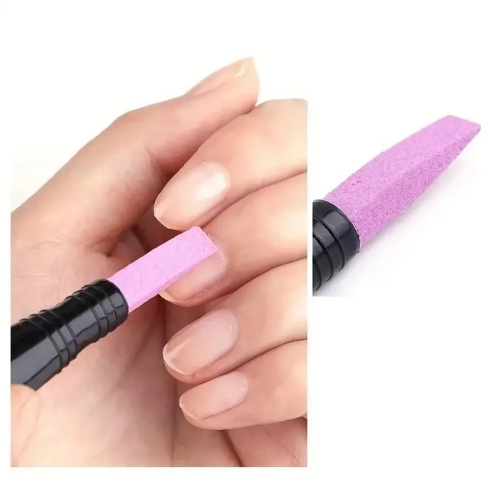 Portable Dual-Ended Quartz Scrub Stick Round Fine Polishing Nail Pusher Pen Dead Skin Trimmer Reusable Nail File Nail Care Tool