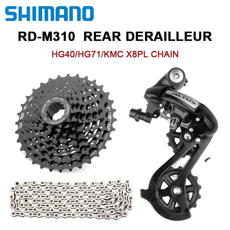 Shimano Altus RD-M310 8S Groupset MTB Bike Chain HG71/HG40 KMC 8V Mountain Bike Cassette bicycle HG31 8S K7 32T 34T Bike Kit