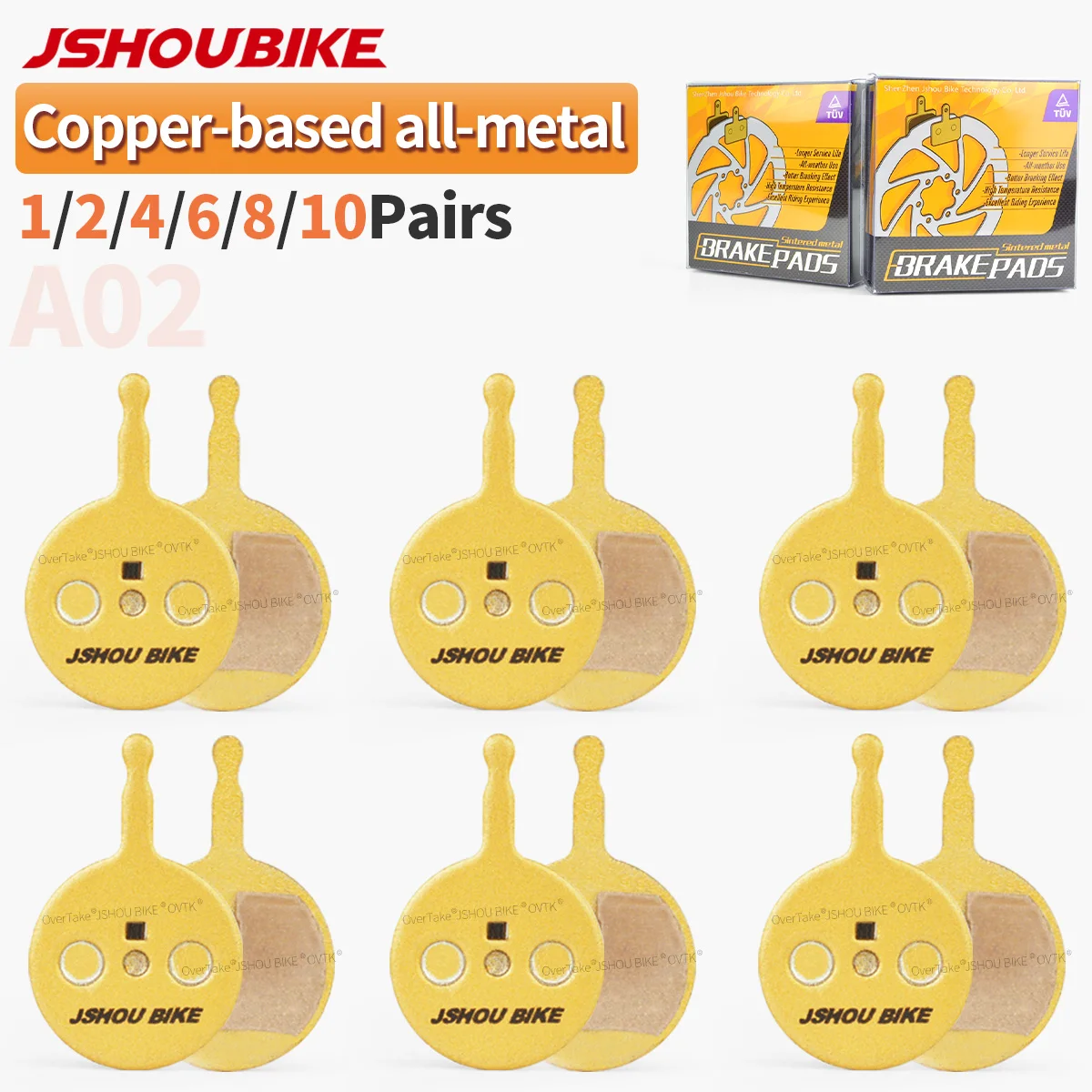 

JSHOUBIKE 1/2/4/6/8/10 PAIRS hydraulic disc brake pads Advanced All-metal for Avid BB5, CSC, Kingdom, Promax DC710/DC720/DC913