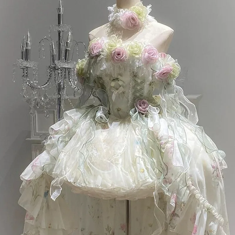 

Halloween Cosplay Spring Rose Lolita Dress Evening Gown 2025 New High-End Adult Ceremony Fairy Lolita Princess Dress