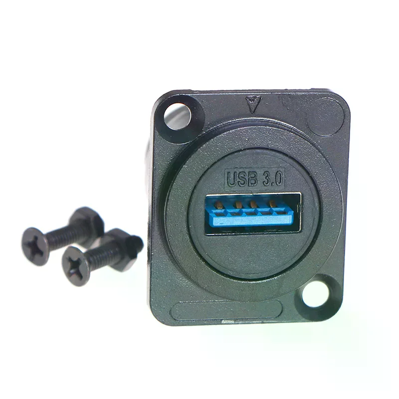 D type Metal USB Socket Double Pass Connector USB 3.0 Connector Panel Mounting