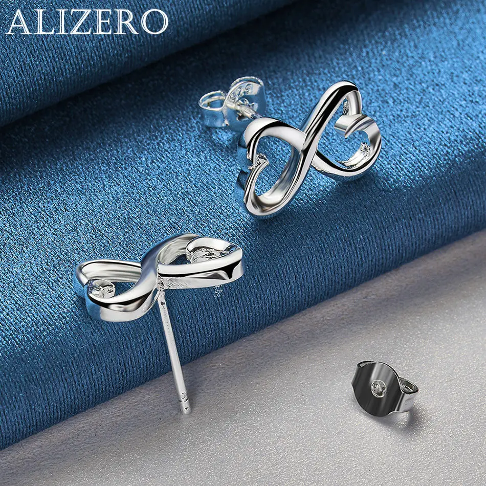 ALIZERO 925 Sterling Silver Earrings Bow Hearts Stud Earrings For Women Fashion Wedding Party Fine Jewelry Gifts