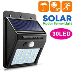 30 led lâmpada solar com sensor de movimento pir, parede luz, impermeável, melhor para exterior, decoração do jardim