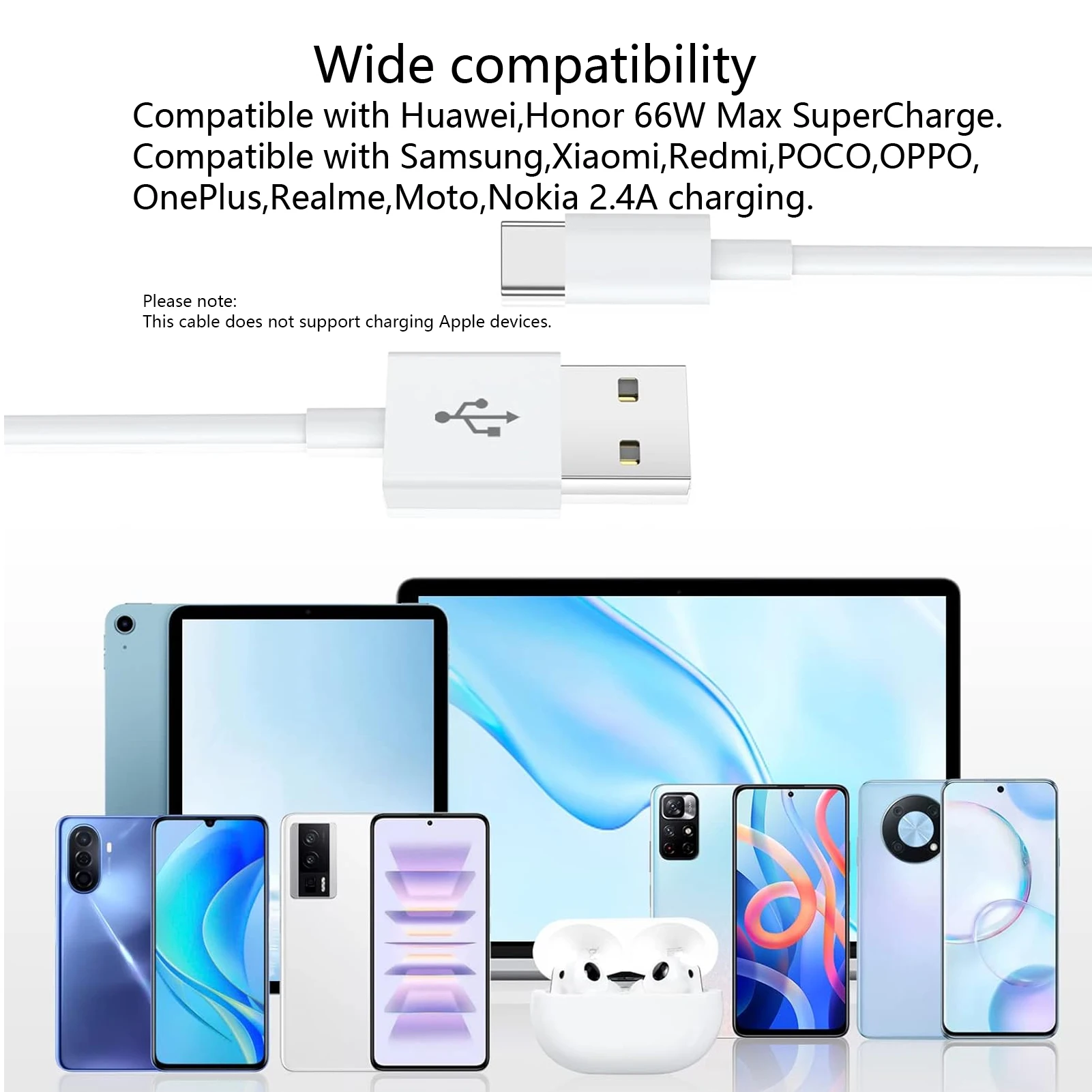 5Pcs 1M 2M 3M Type USB C Charger Cable For Huawei Mate x 60 50 pura 80 70 nova 14 Samsung Honor 400 X9d htc xiaomi android phone image 6