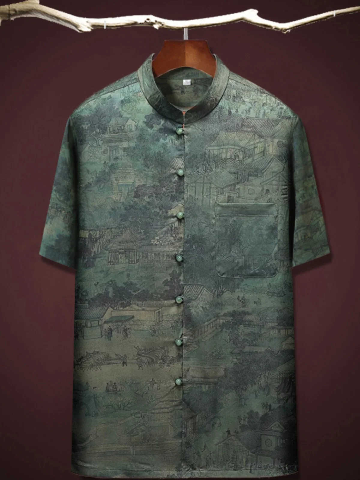 chemise-en-soie-de-style-chinois-pour-hommes-manches-courtes-fermeture-a-boucle-en-soie-lanhua-vetements-decontractes-pour-personnes-d'age-moyen-et-agees