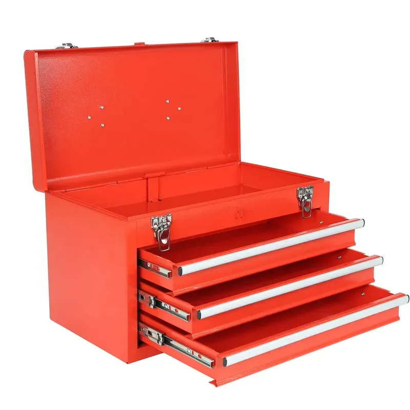 3 Drawer Heavy Duty Cold Rolled Steel Locker with Stainless Steel Handle Mechanical Organizer Toolbox for Garage Storage