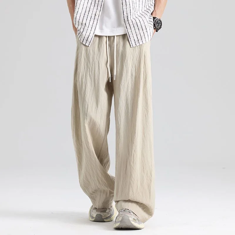 Linen Men Pants Thin Solid Color Casual Comfortable Breathable Pocket Fashion W… - Image 4